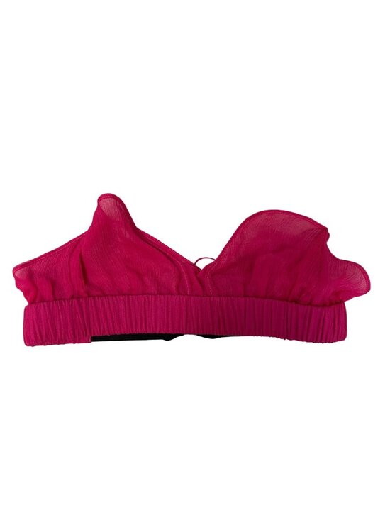 Gilmar N21 Tops - GILMAR N21 V Neck Silk Textured Mesh Bralette Top Hot Pink Size Small NWT